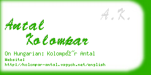 antal kolompar business card